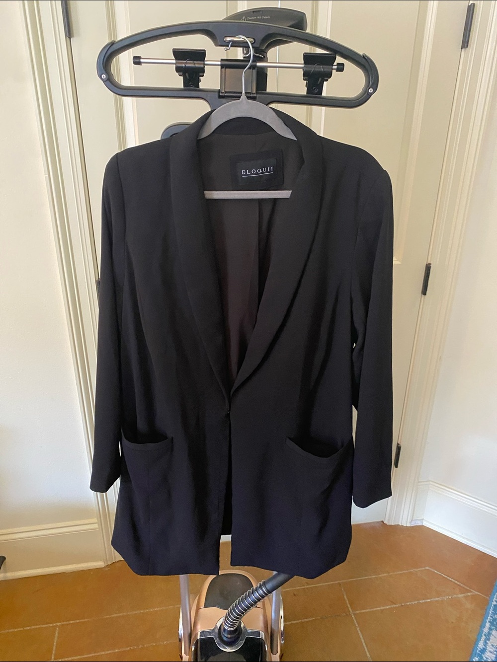 Eloquii Black Long Blazer with Front Pockets